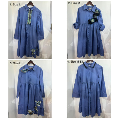 Kazz x Liberty Rose Cotton Blue Shirt Dresses