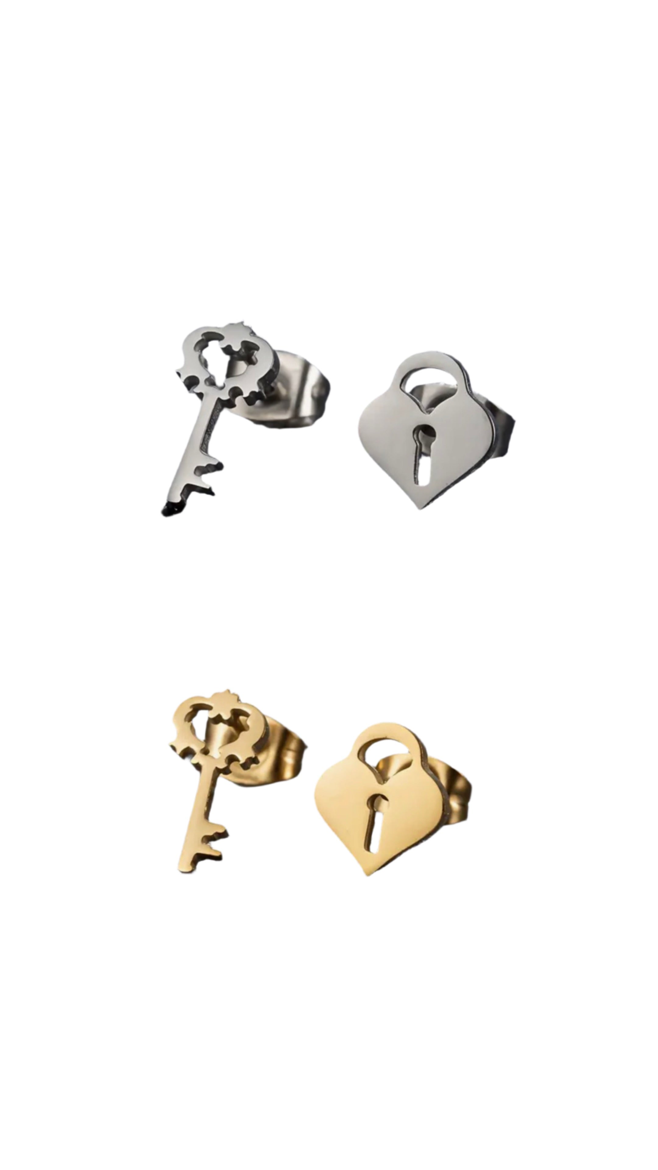 Key & Lock stainless steel earrings