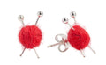Knitting Needles with Wool Earrings (Red)