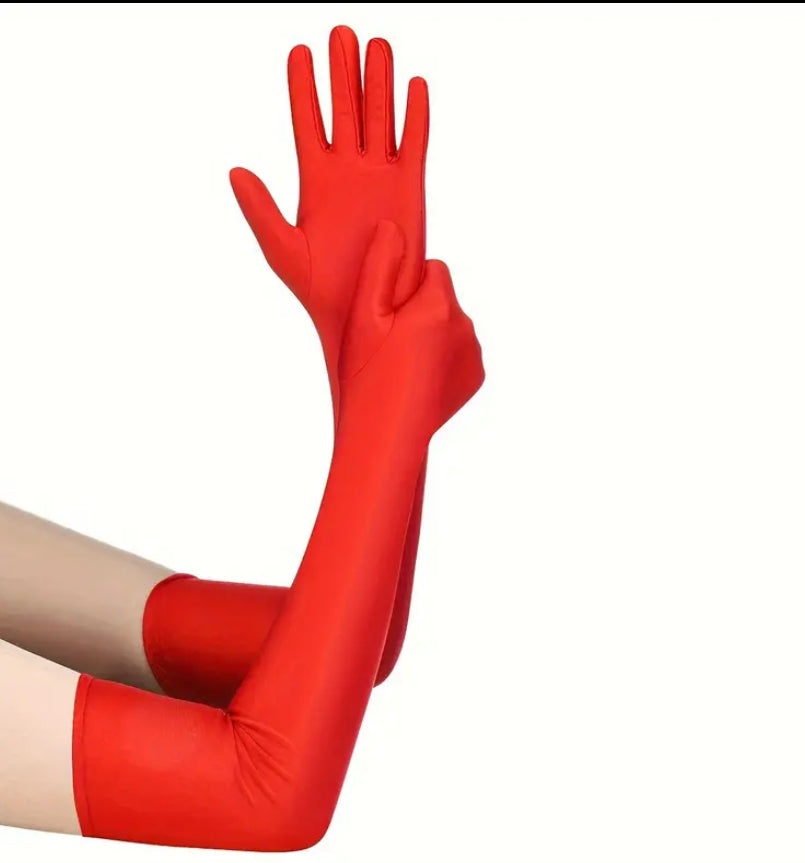 Red long gloves