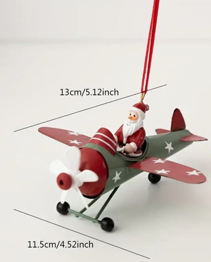 Christmas Santa flying plane ornament