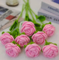 Crochet pink rose