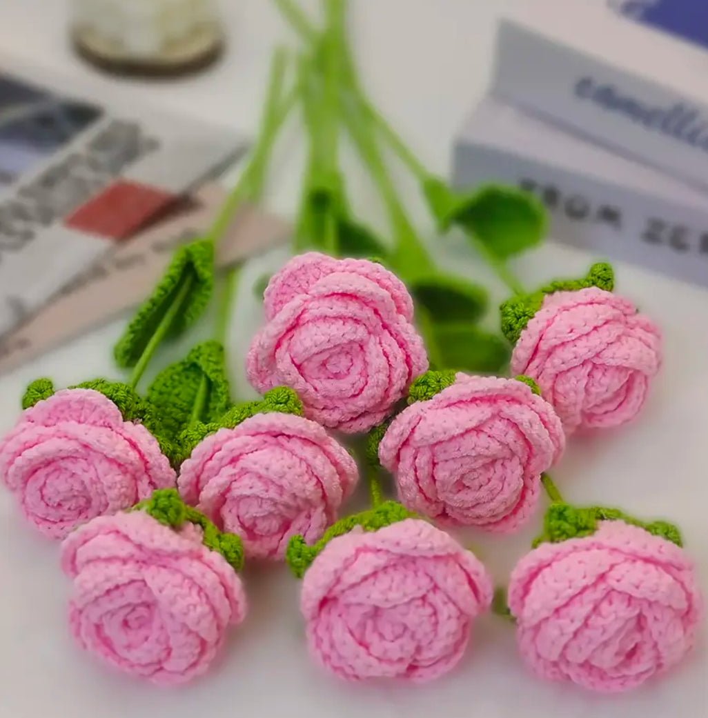 Rose rose au crochet