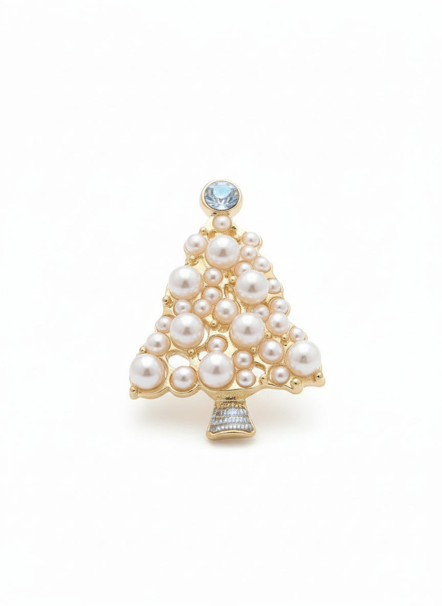 Christmas Tree Pearl Brooch