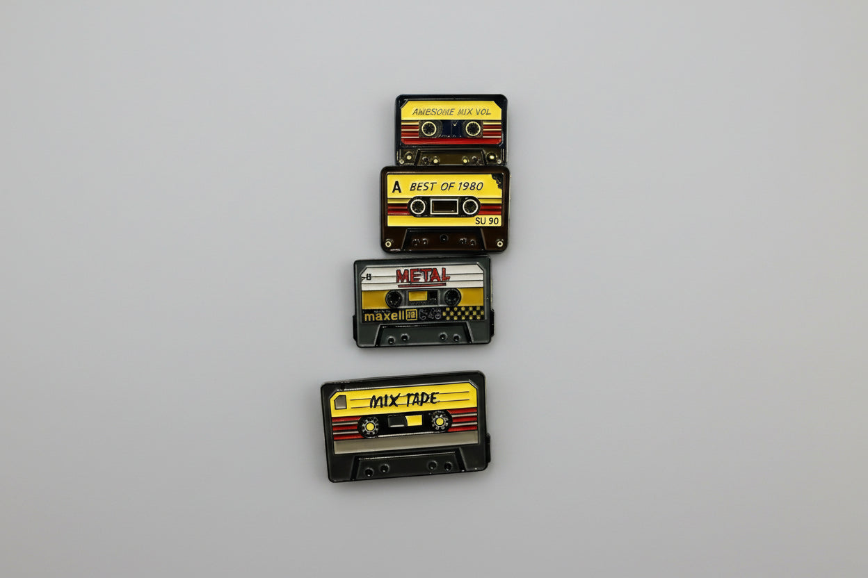 Retro mixtape pin brooch ( different designs)