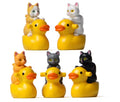 Miniature Cat on Yellow Duck Figurine