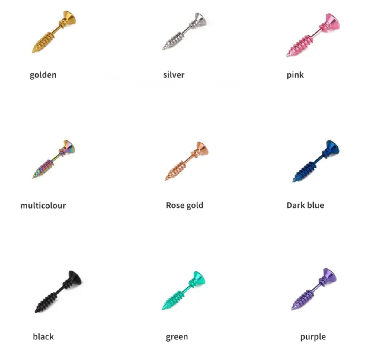 Boucles d'oreilles à vis en acier inoxydable