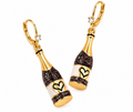 Gold-Plated Champagne Bottle Drop Earrings