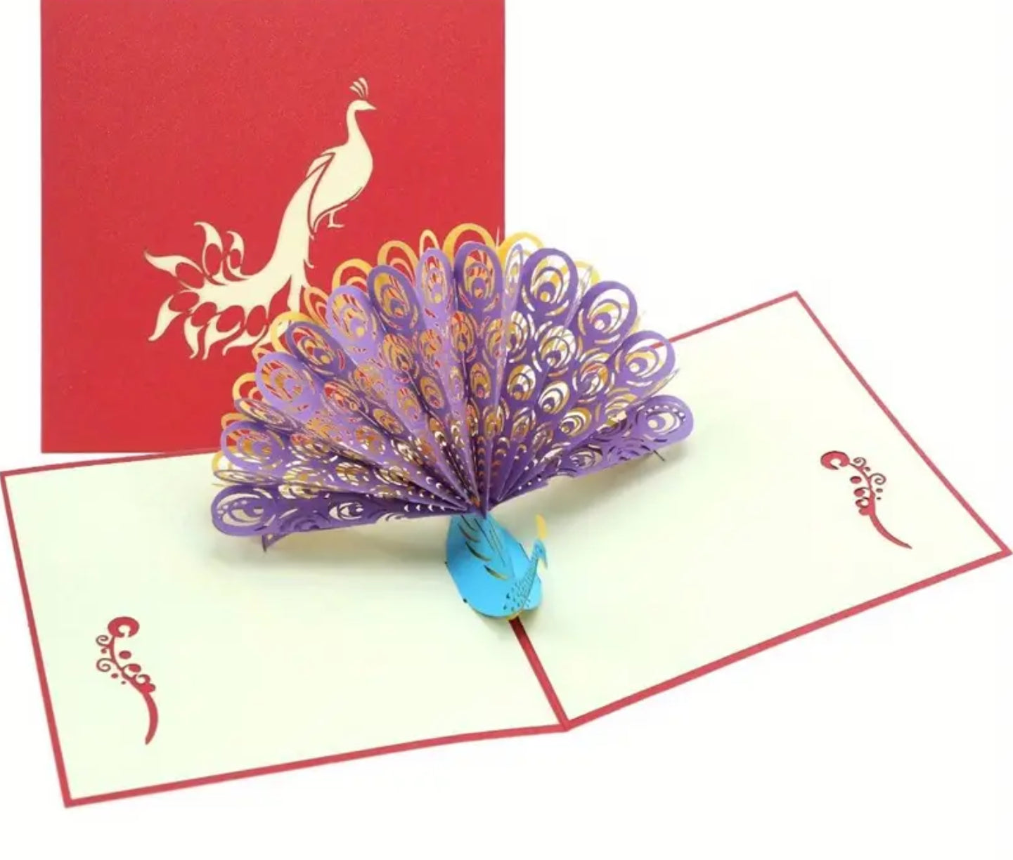 Carte de vœux pop-up 3D - Paon