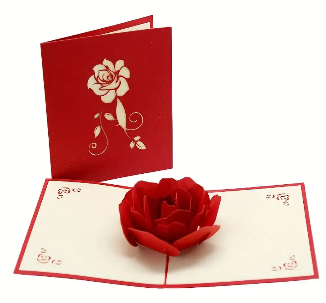 3D Pop-Up Greeting Card - Red Rose