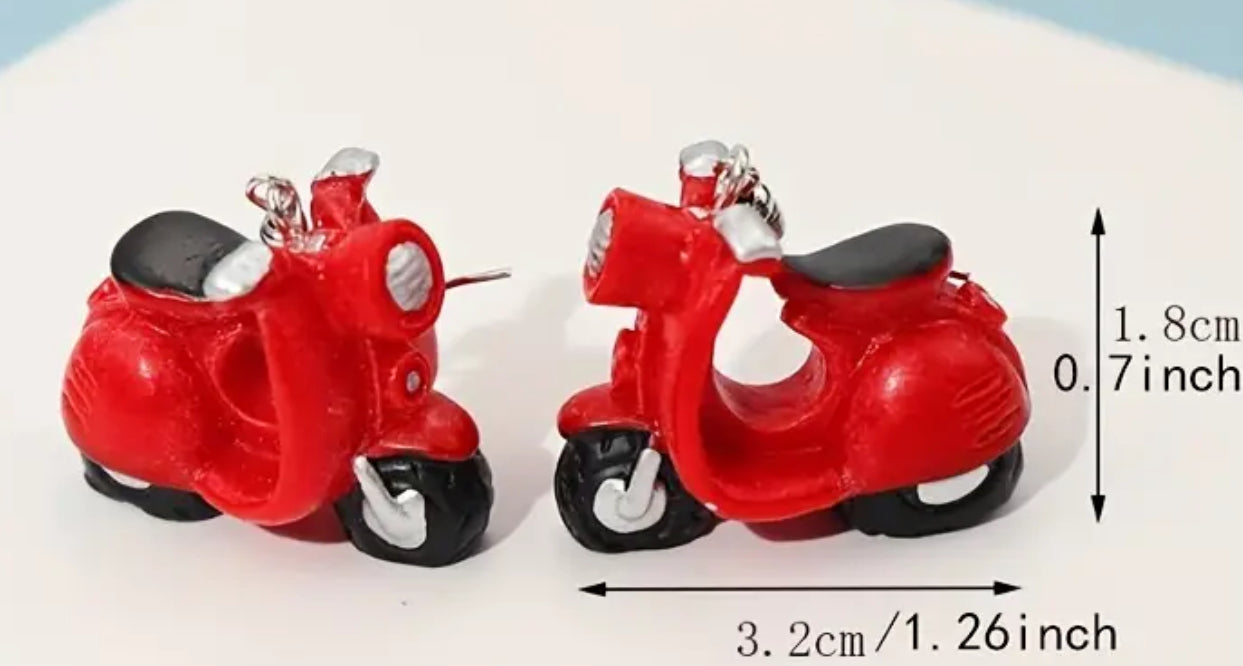 Boucles d'oreilles scooter jaune avec crochets en acier inoxydable