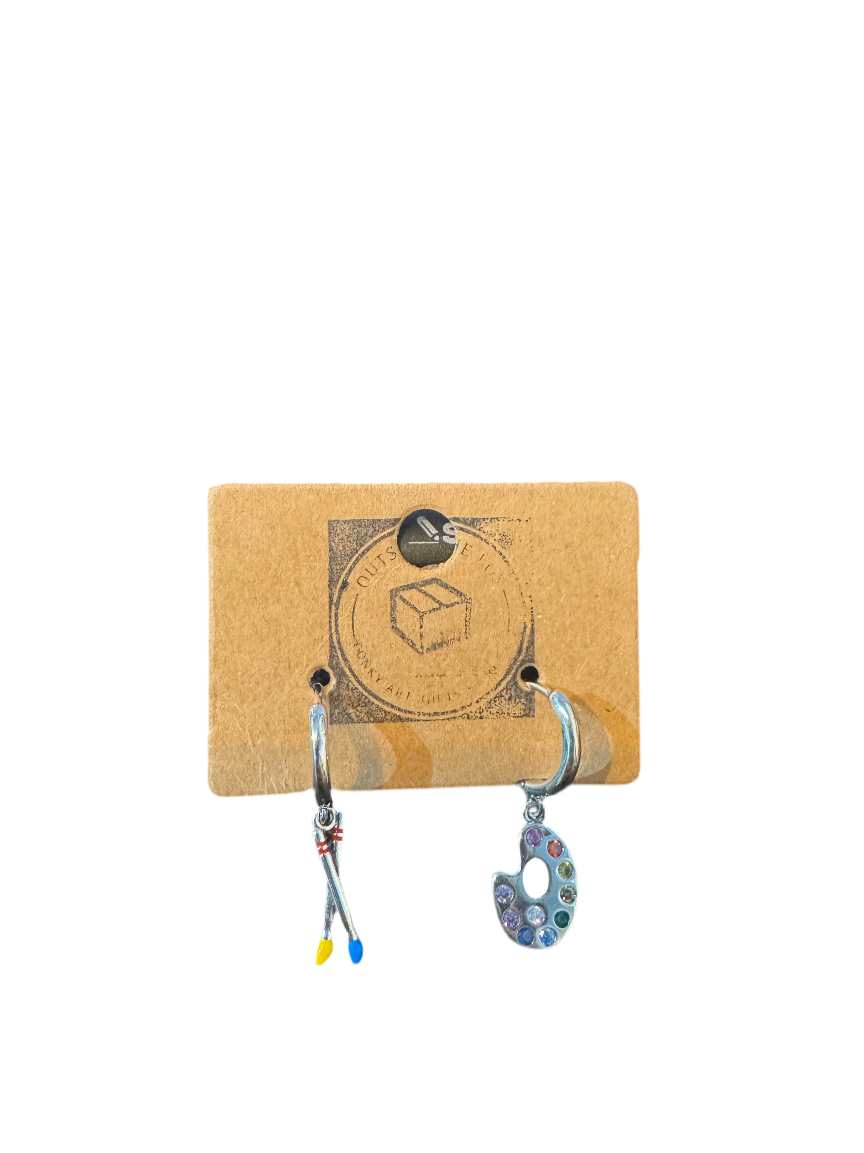 Paint and brushes sterling silver earrings