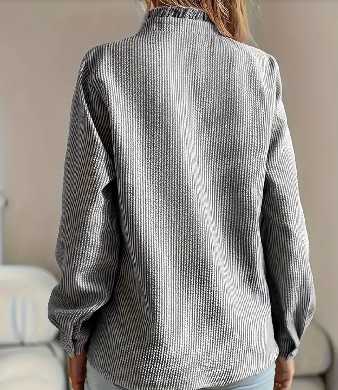 Long Sleeved Striped Collared Shirt