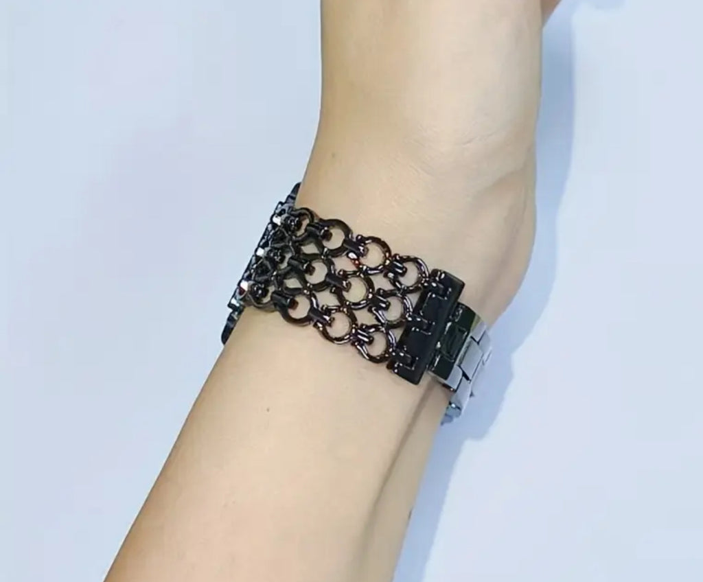 Bracelet Apple Watch en acier inoxydable avec chaîne noire 42 mm