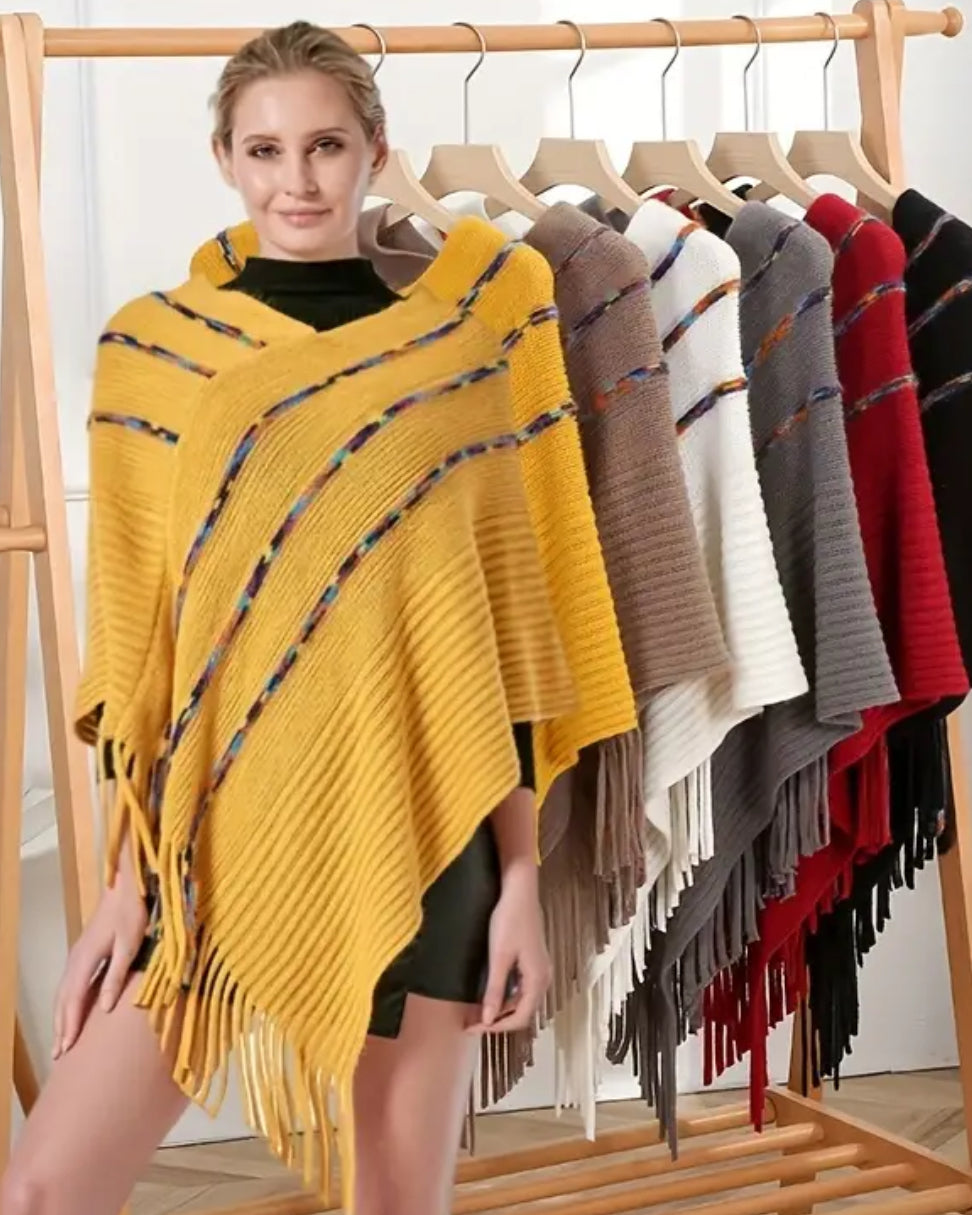 Châle tricoté funky (rouge ou jaune)