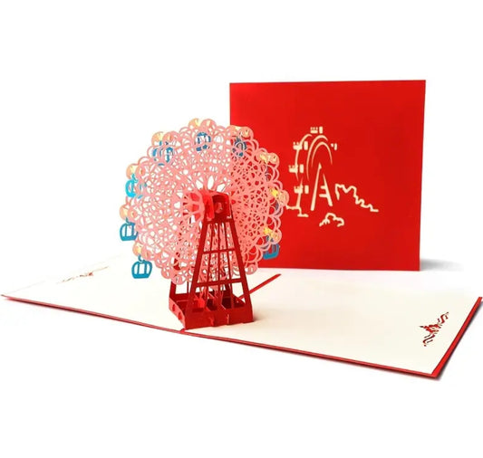 3D Pop-Up Greeting Card - Ferris Wheel (Blue and Pink)