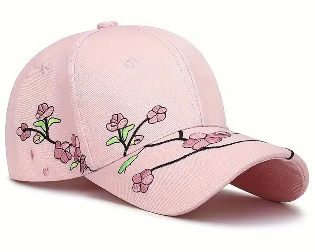 Casquette de baseball à fleurs de cerisier (rose ou noire)