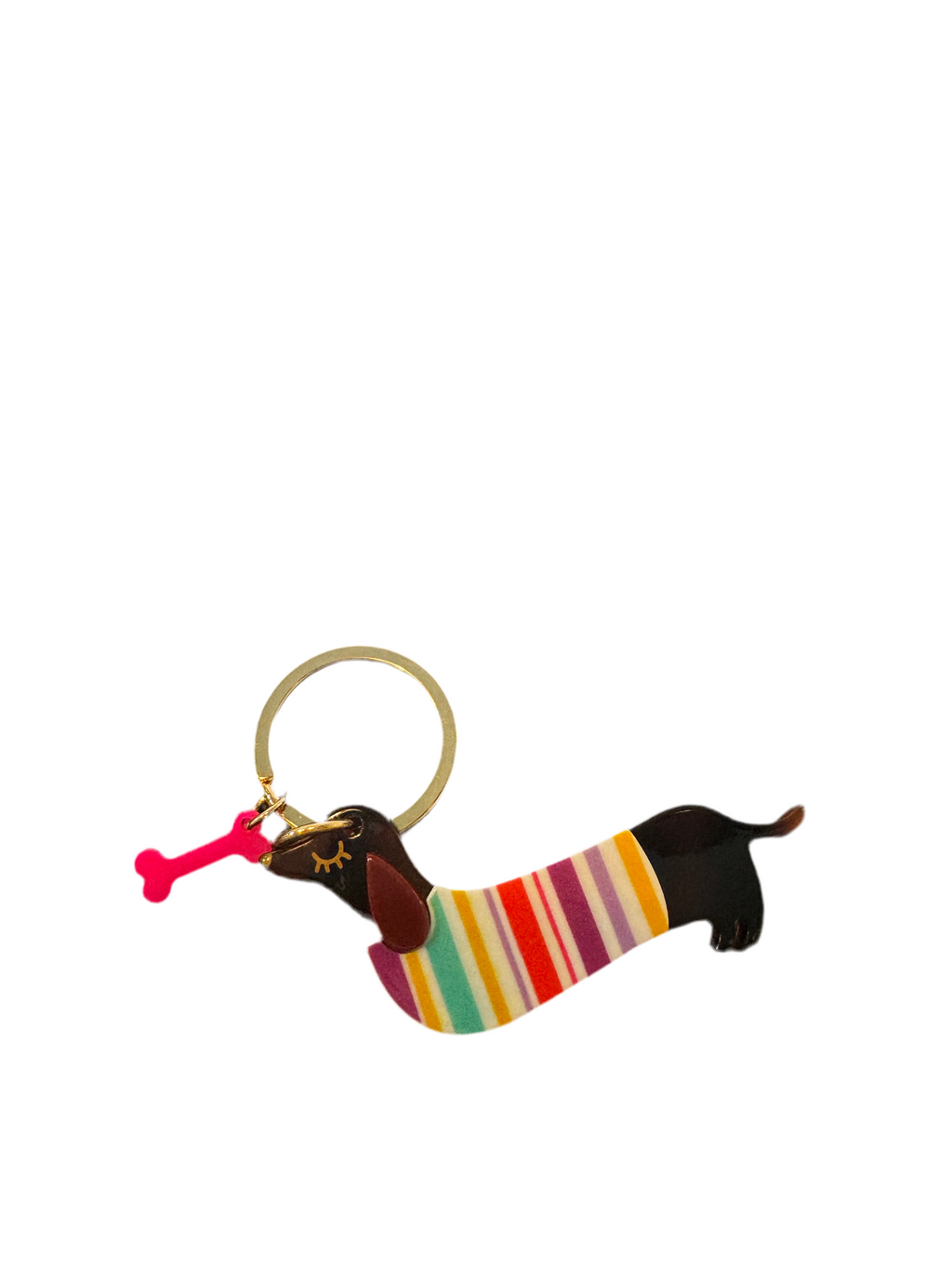 Dachshund with Bone Keyring