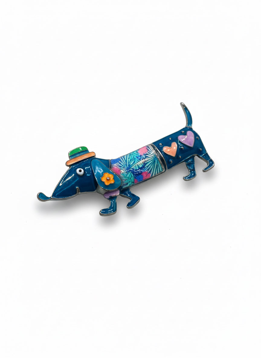 Colourful Dachshund Dog Brooch