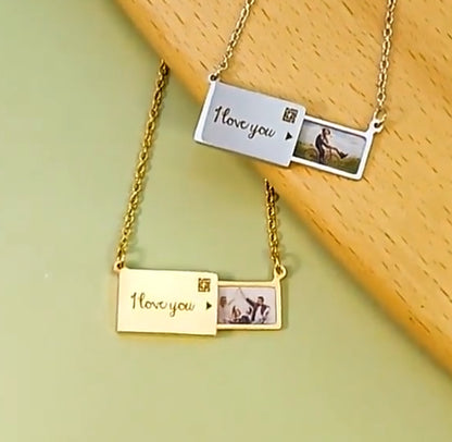 I Love You envelope charm necklace