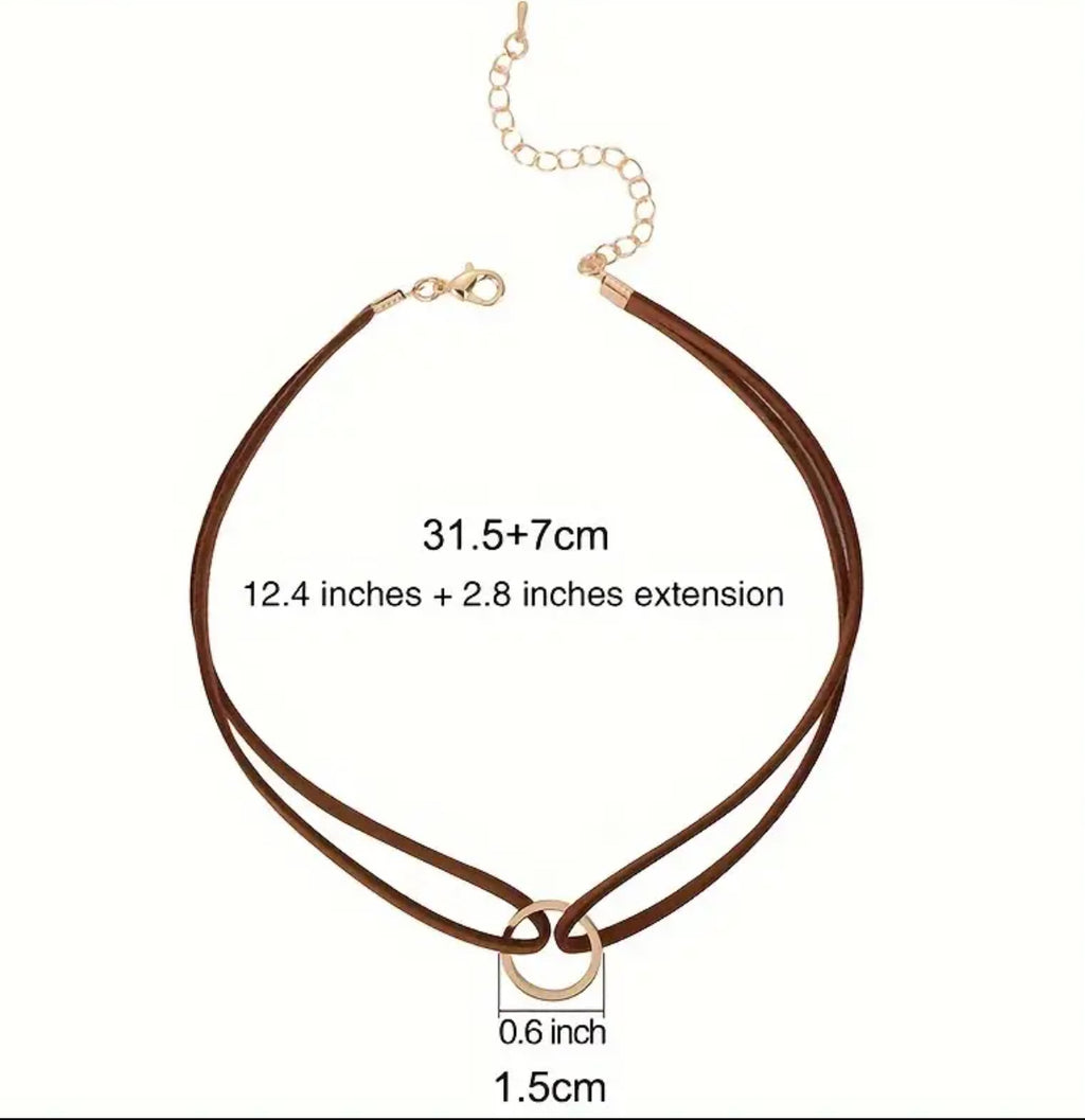 Collier ras du cou à double rang avec anneau