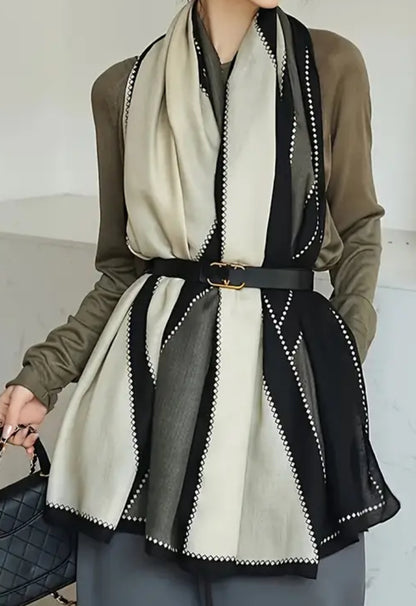 Beige & Black Scarf