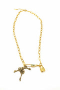 Stainless Steel Love Lock with Keys Necklace