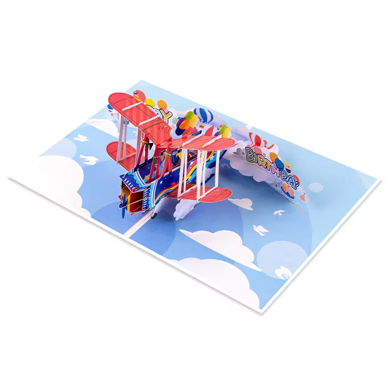 3D Pop-Up Surprise Greeting Card with Airplane