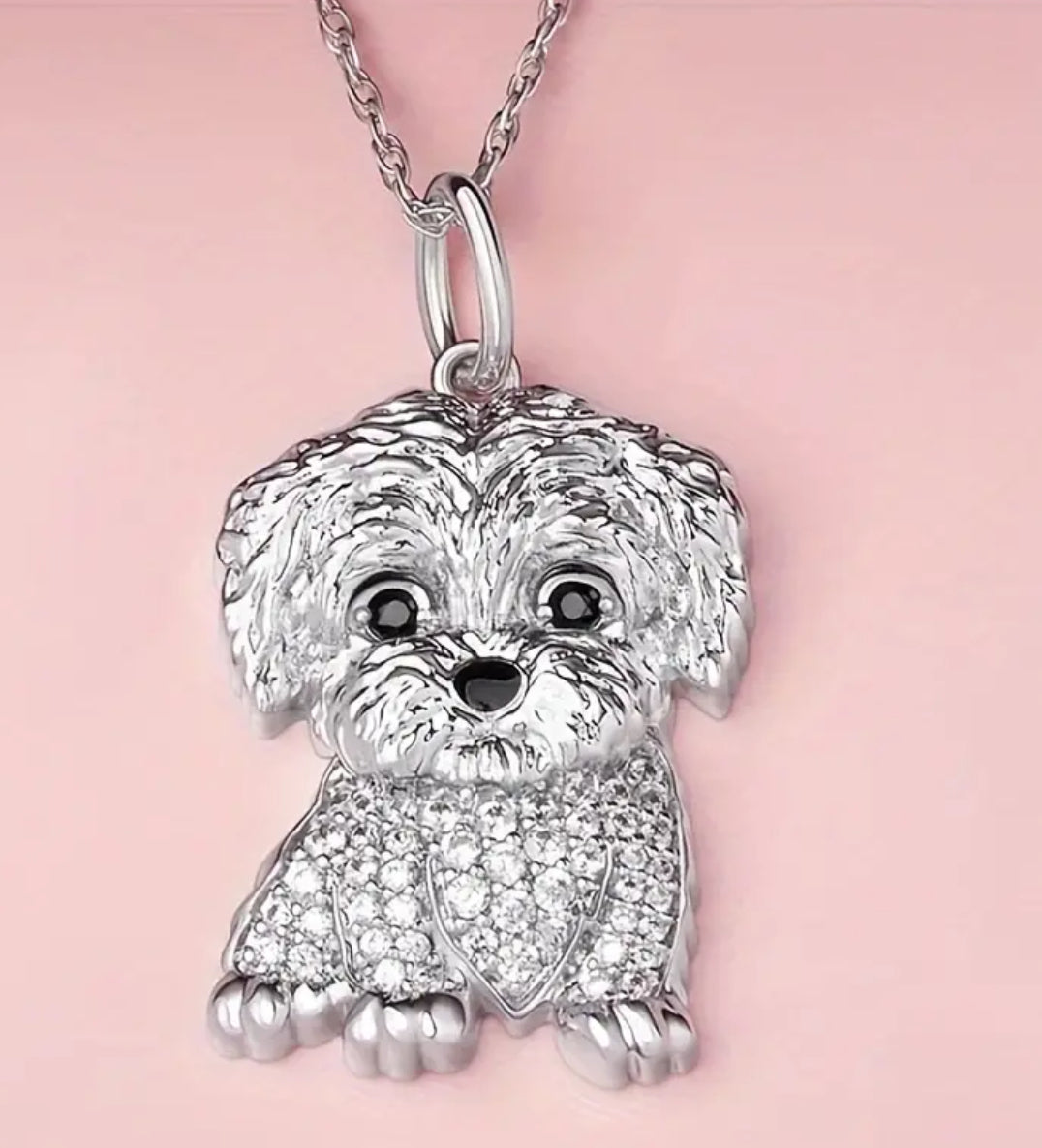 Maltese dog zirconia necklace