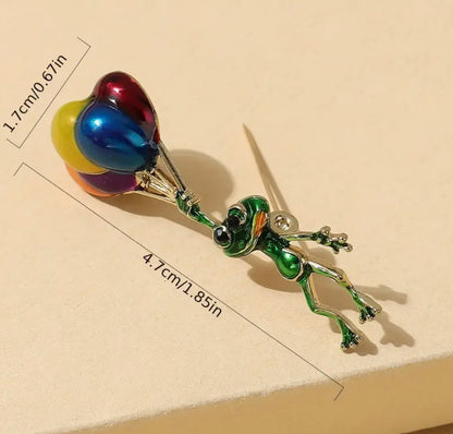 Frog and Balloons Brooch