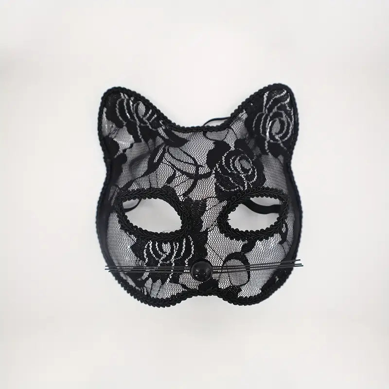 Elegant Black Lace Cat Mask
