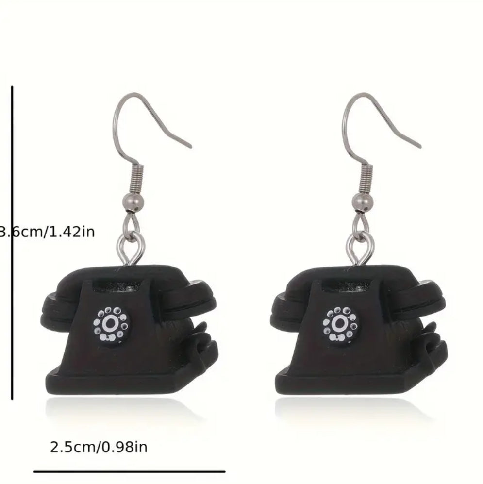 Black Phone Hypoallergenic Earrings