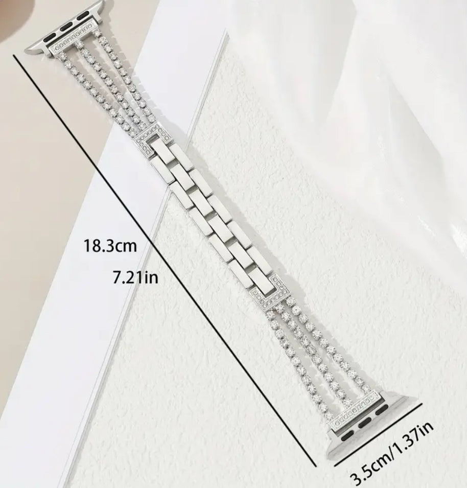 Rhinestone Gold-Plated Apple Watch Strap 38mm