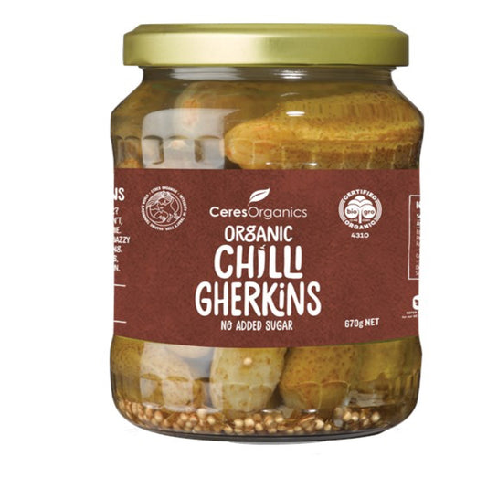 Ceres Organic Chilli Gherkins 670g