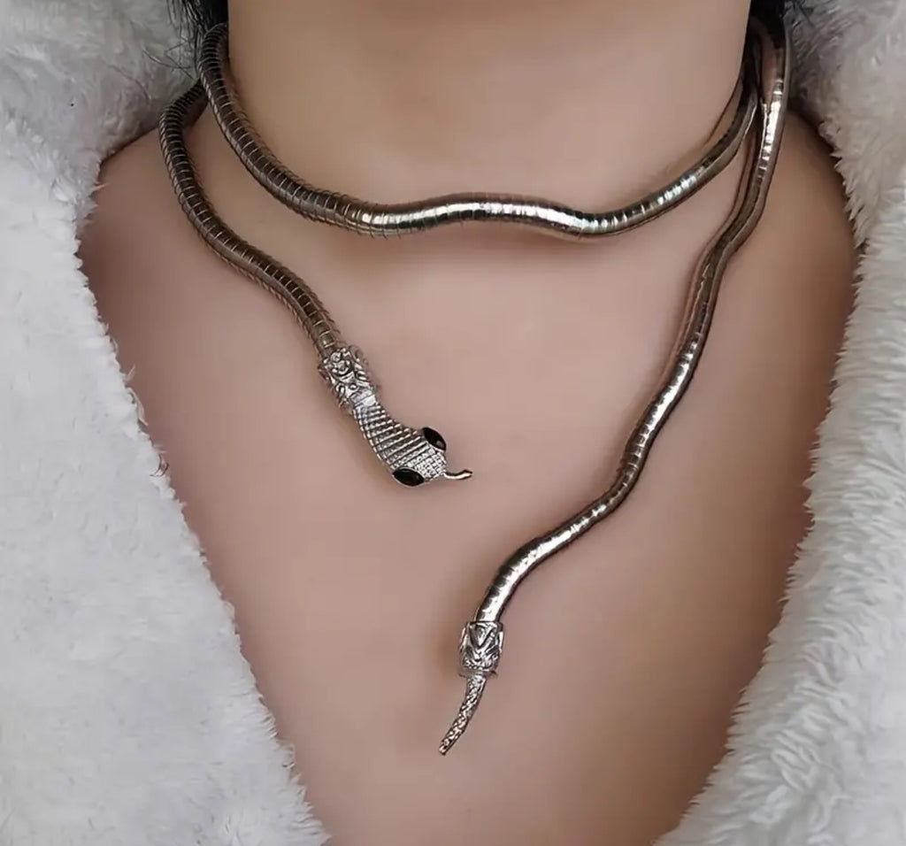 Élastique à cheveux serpent 3 en 1, collier et bracelet