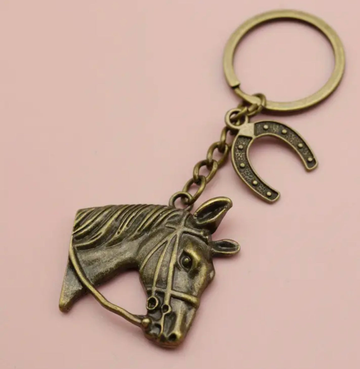 Horse with Horseshoe Keychain