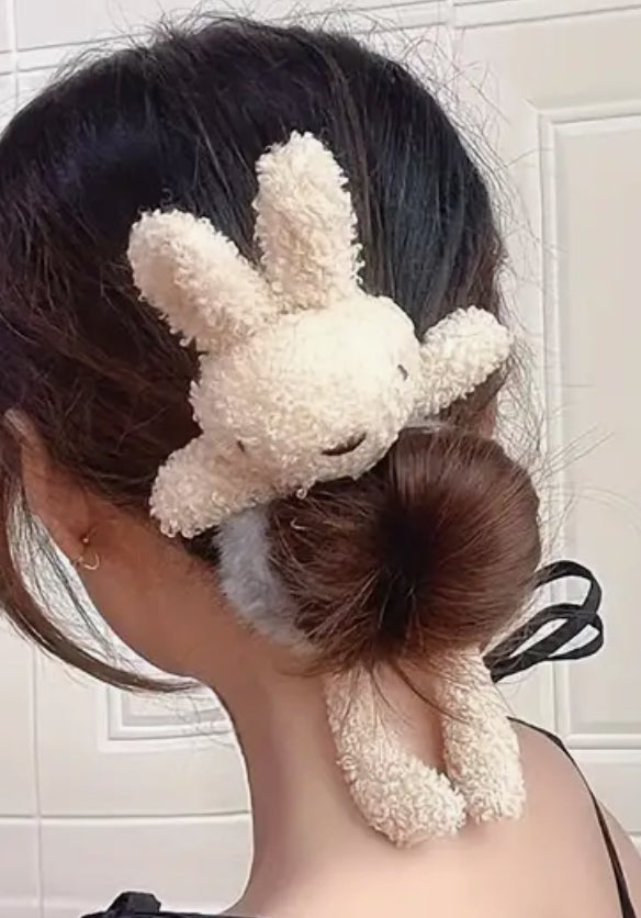 Élastique à cheveux en fourrure de lapin