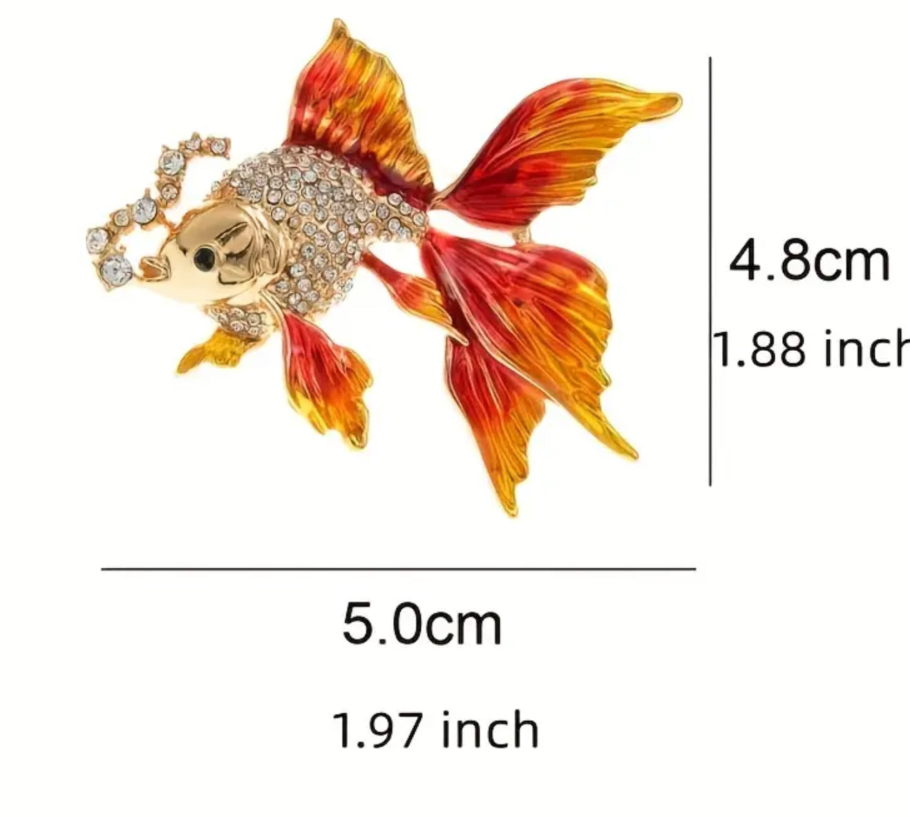 Broche poisson en or et diamant orange