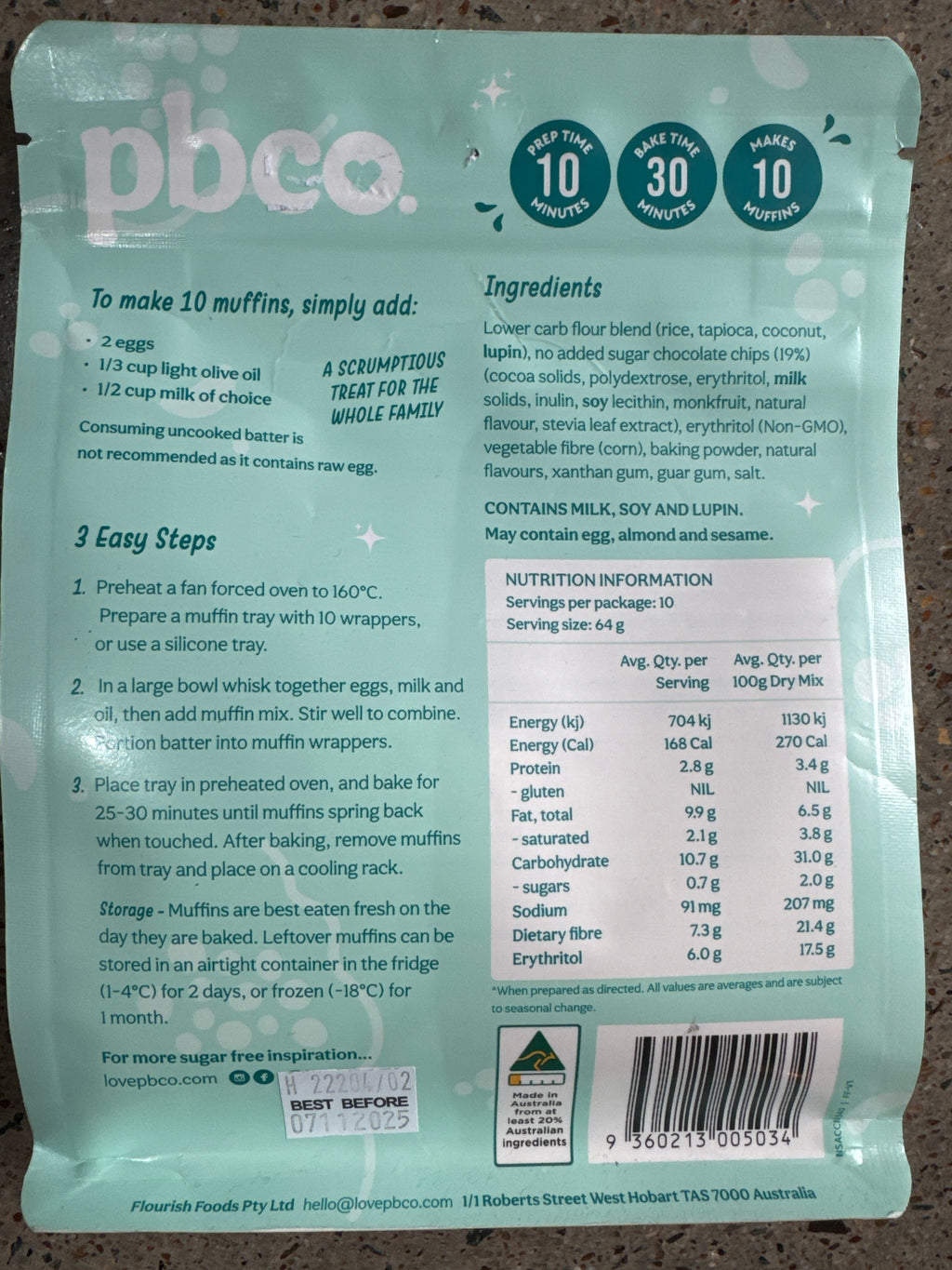 Sugar Free Choc Chip Muffin Baking Mix