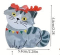 Christmas Tabby Cat Claw Hair Clip (Grey)
