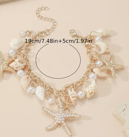 Gold-plated starfish shell anklet