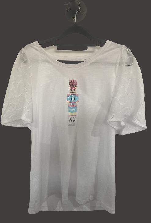 T-shirt Casse-Noisette bleu en coton blanc