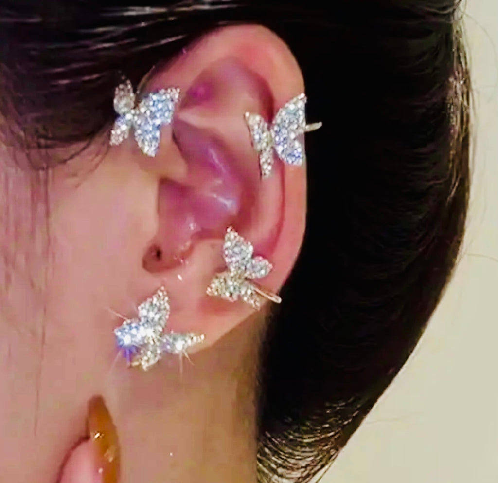 Manchette d'oreille papillon en moissanite (argent ou or)