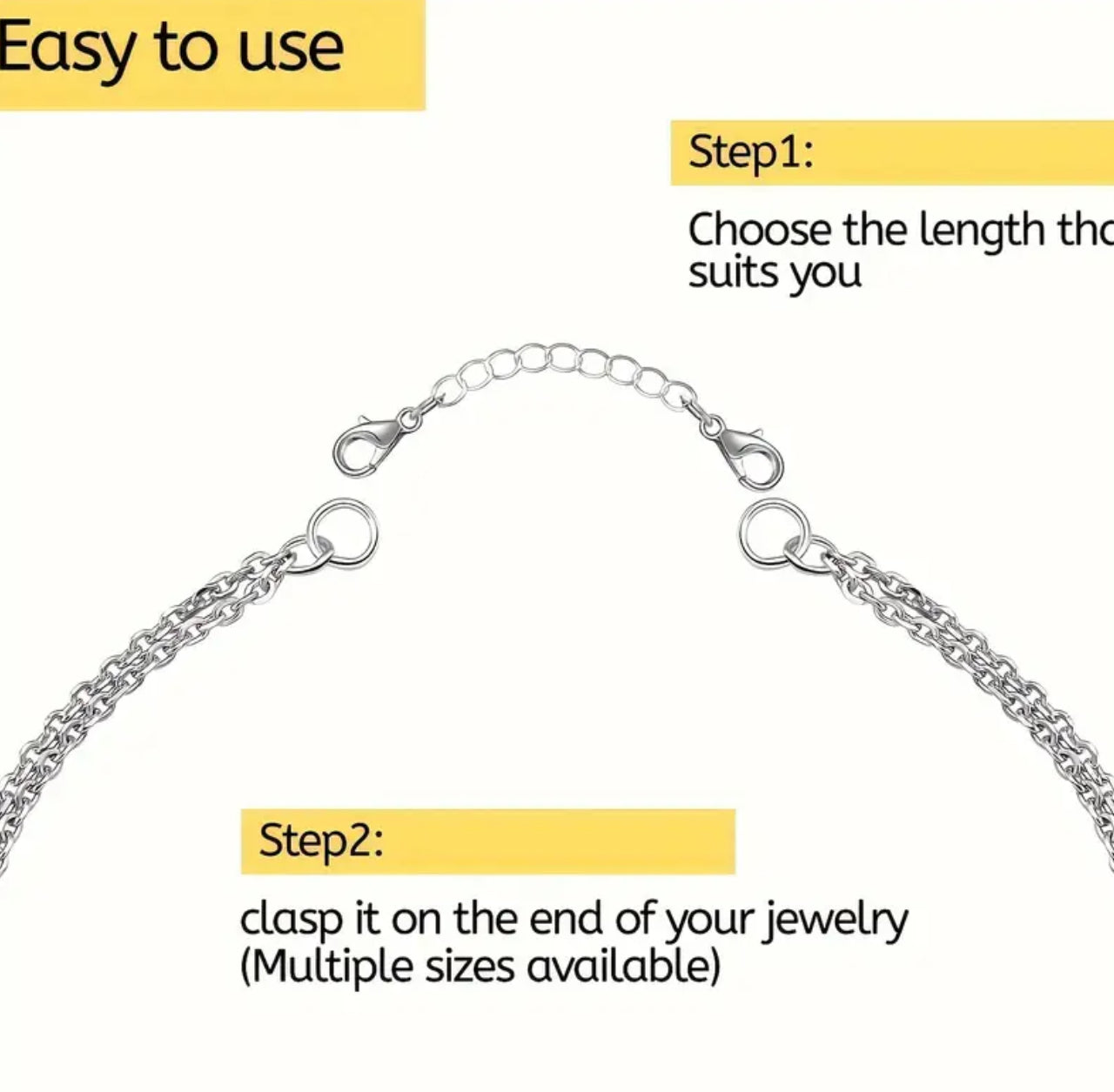 Collier, bracelet, rallonges de cheville (lot de 10)