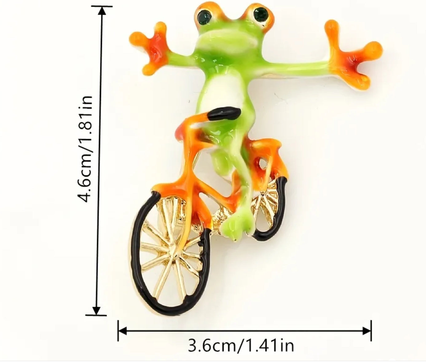 Frog on Bike Brooch