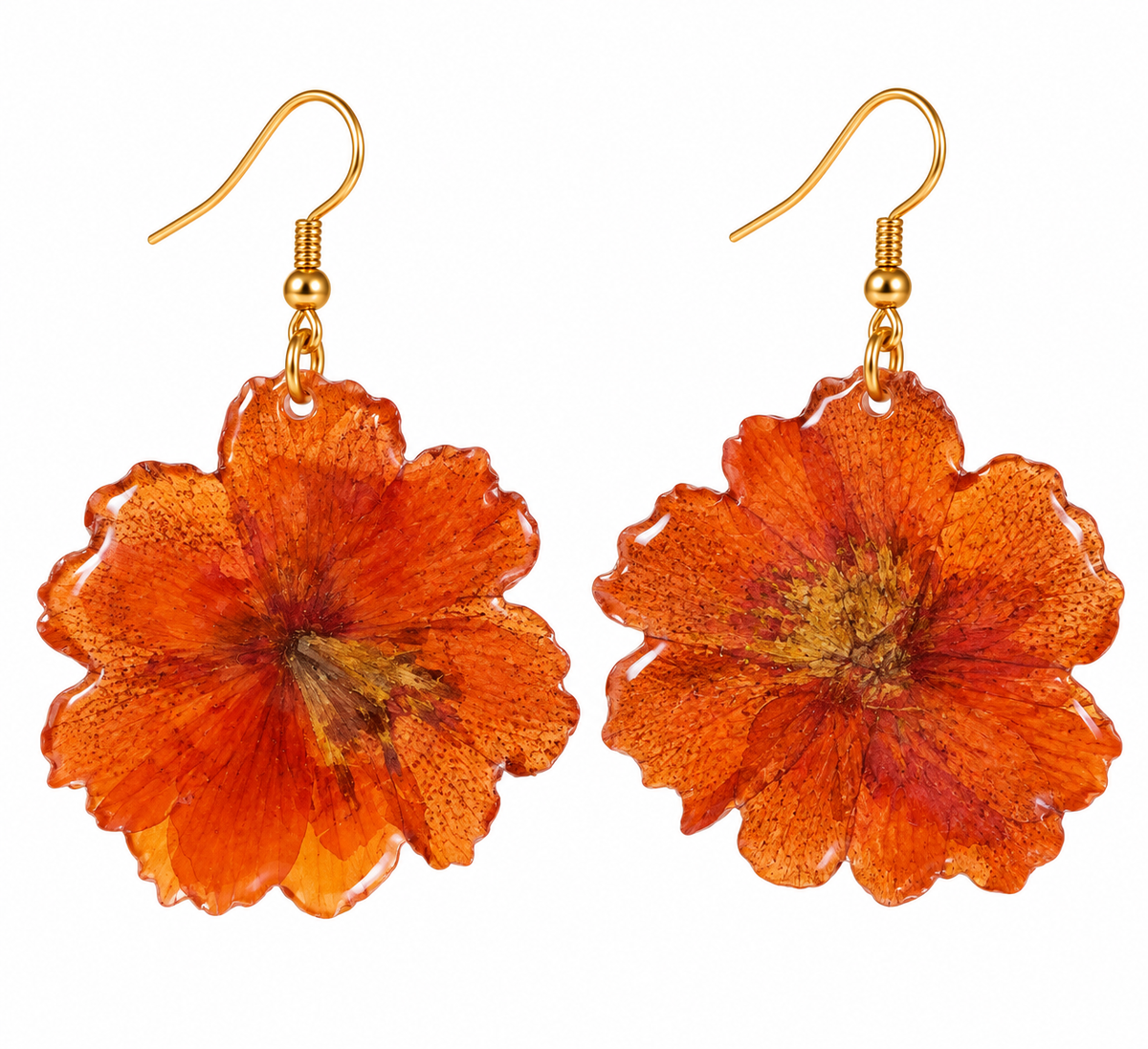 Resin Marigold Flower Earrings