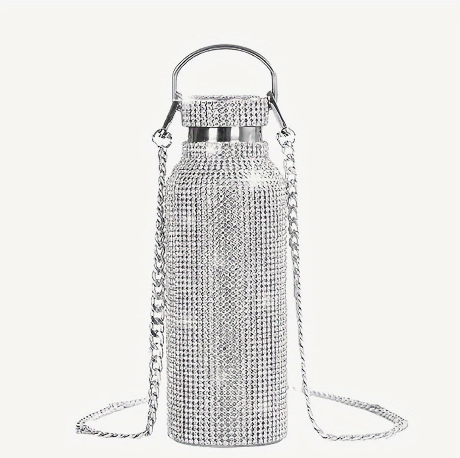 Diamanté Water Bottle with chain 500ml