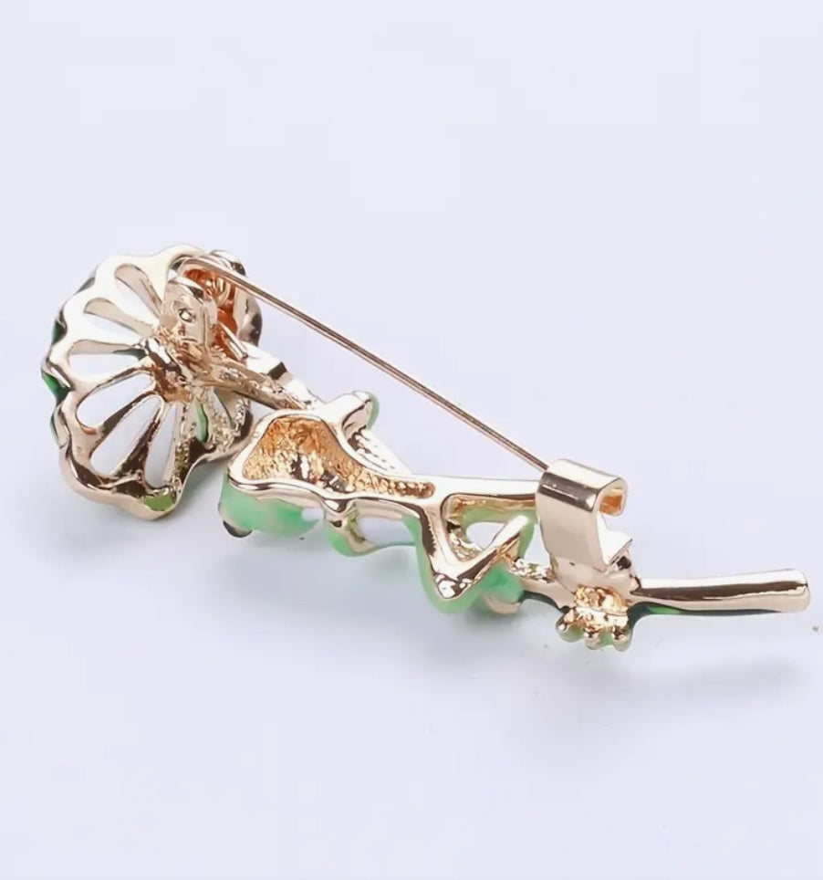 Frog under Leaf Brooch