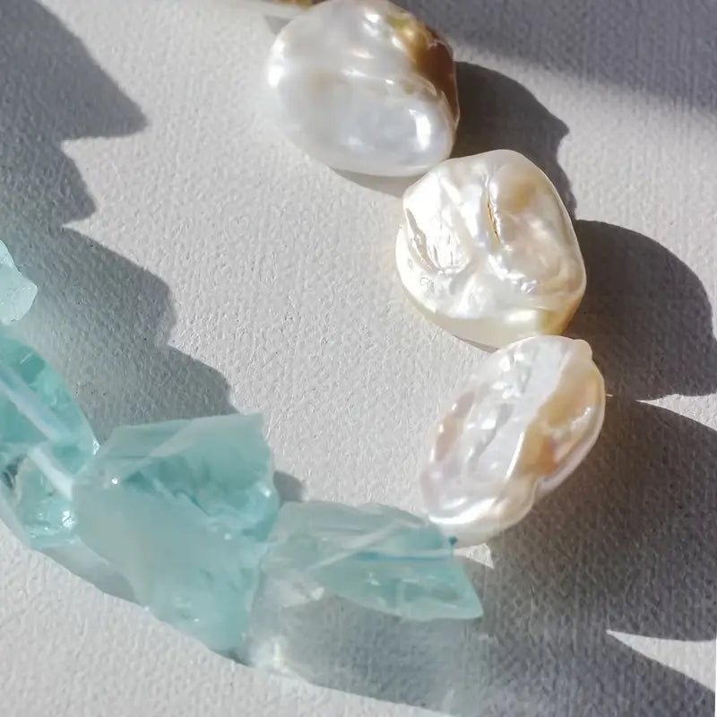 Freshwater Pearl Aquamarine Necklace