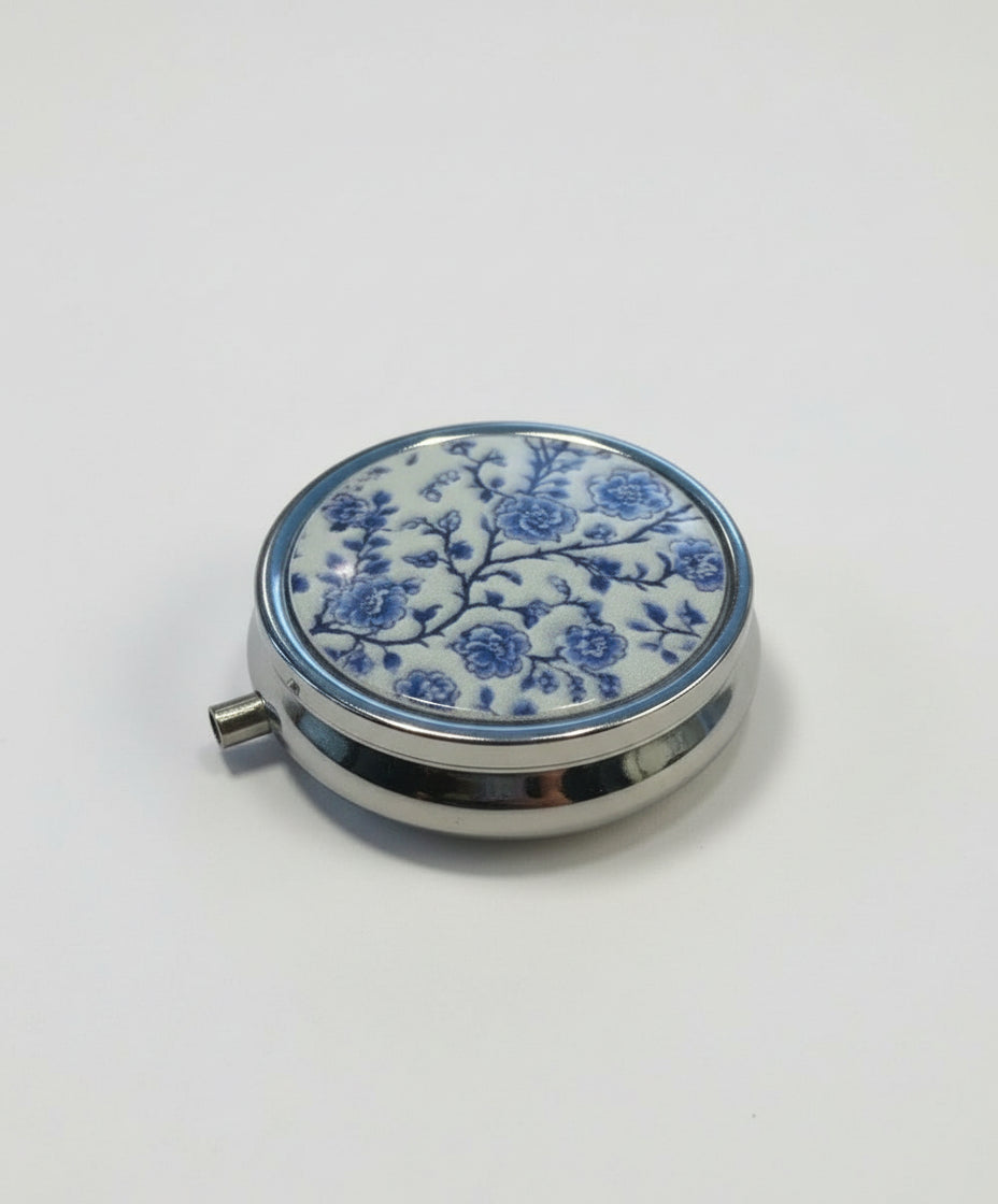 Blue and white floral Pill Box